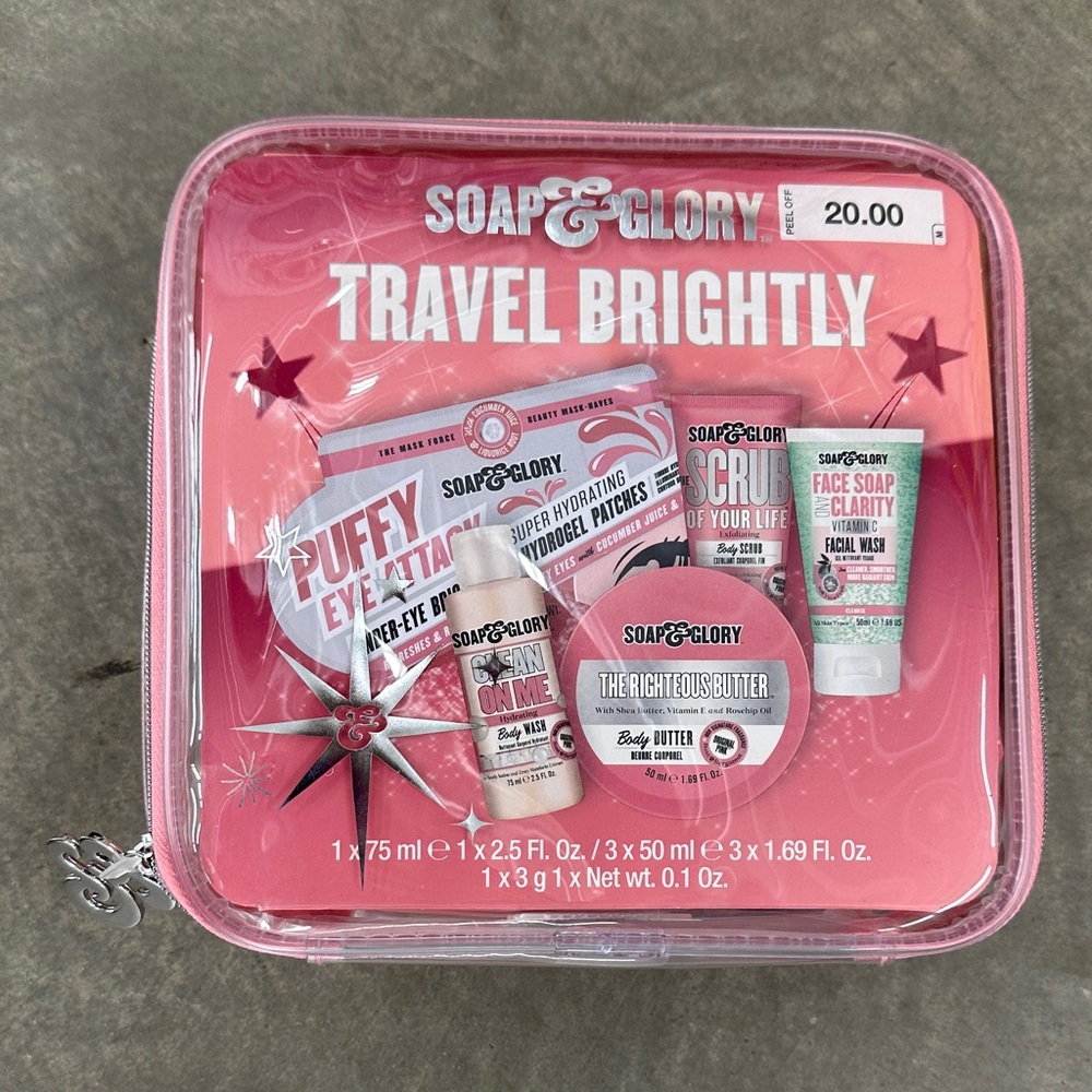Soap & Glory Travel Brightly Exfoliant & Scrub Set - Pink